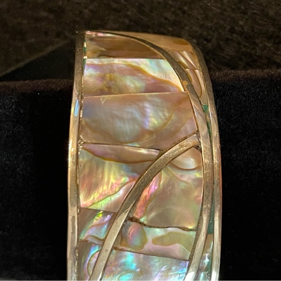 VINTAGE STERLING SILVER SHELL LEAF BRACELET - Picture 2 of 10